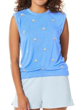 PJ Salvage Bright Blue Sleeveless Embroidered Tank Top